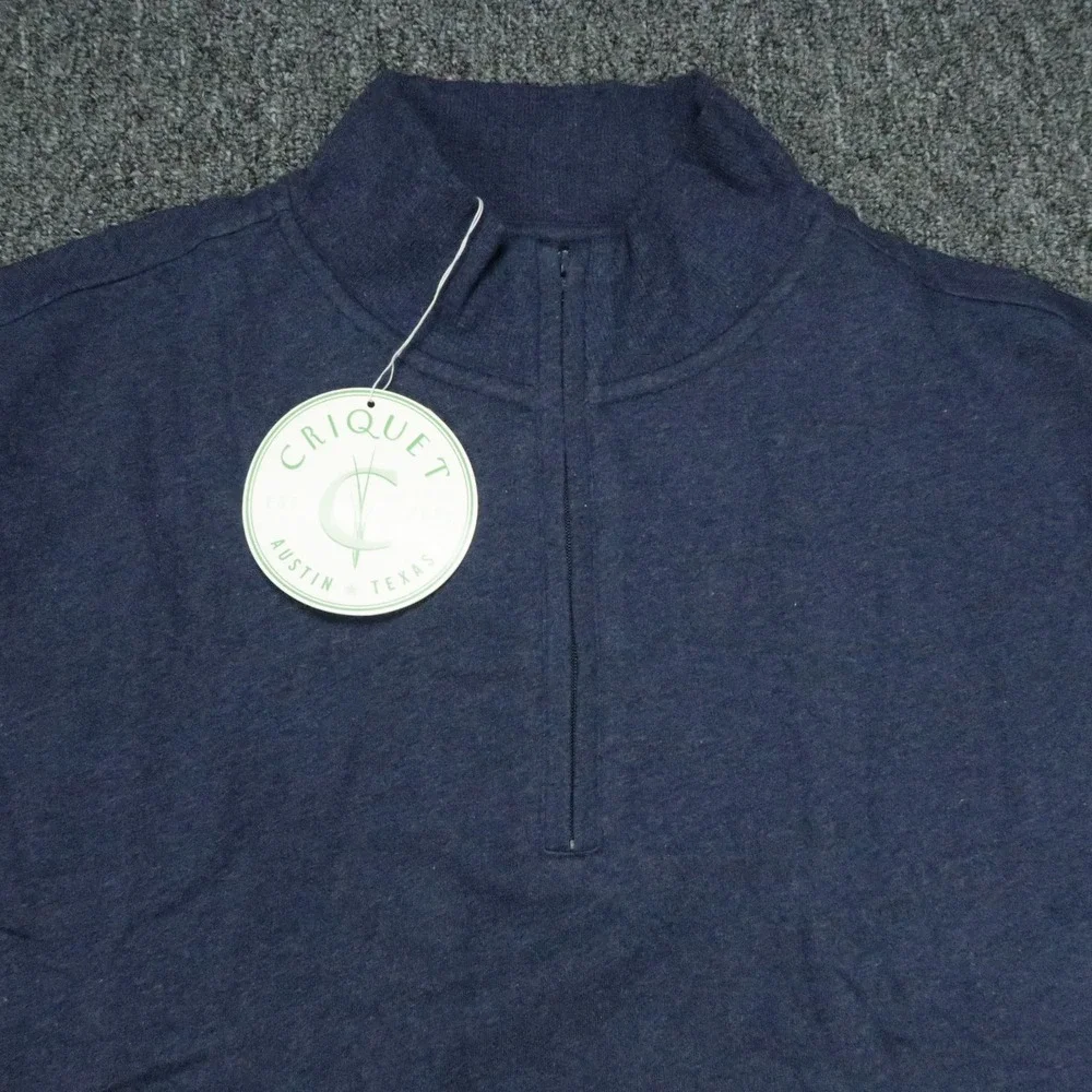 Criquet‎ Sweater Mens XL Blue Quarter Zip Cotton Mock Neck Jumper